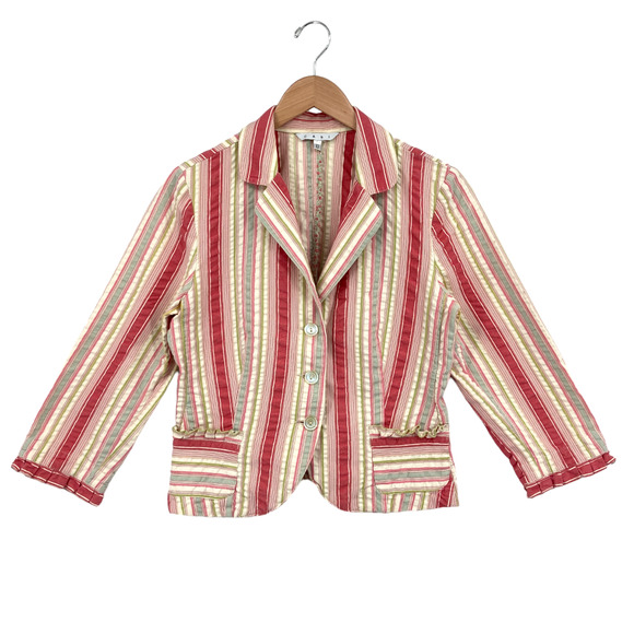 CAbi Jackets & Blazers - CAbi Blazer Jacket Womens Size 10 Multi Striped Pockets Single Breasted 3 Button